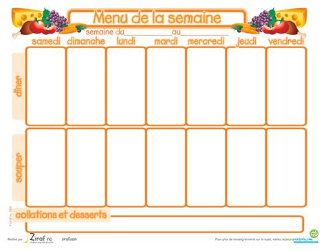 menu semaine gratuit.